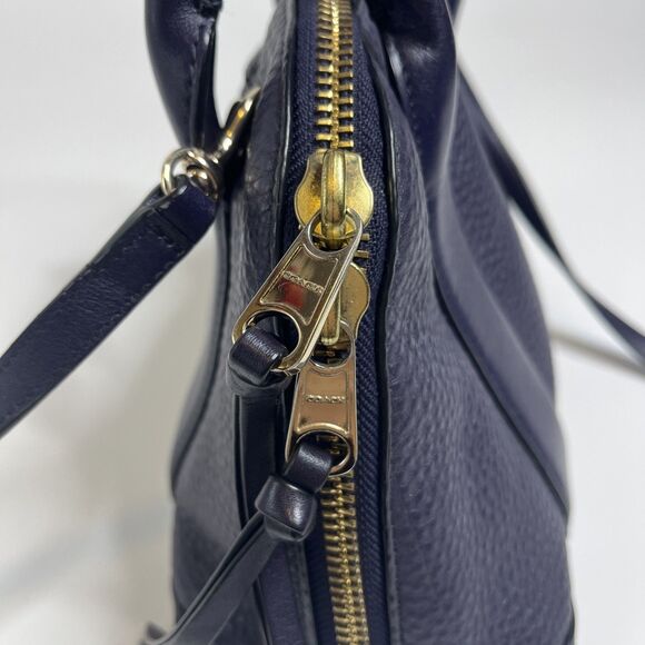 Coach Mini Bleecker Preston Satchel Purple Pebbled Leather Bag w/ Dust Bag - Picture 9 of 13